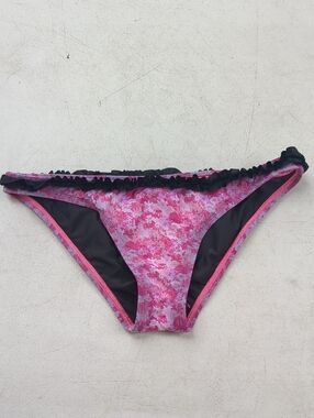Tavik Pink Floral Bikini Bottoms with Black Trim